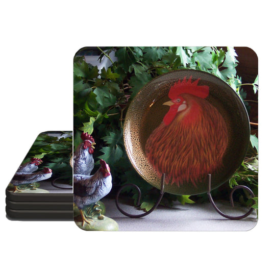 Red Rooster Coaster Set