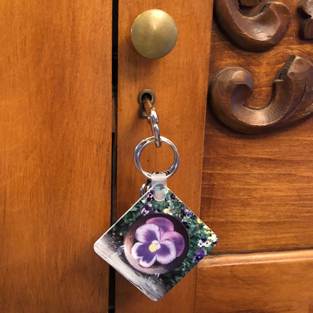 Purple Pansy Keychain