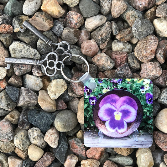 Purple Pansy Keychain