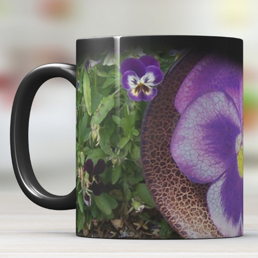 Purple Pansy Magic Mugs (SET OF FOUR)