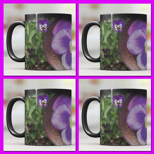 Purple Pansy Magic Mugs (SET OF FOUR)