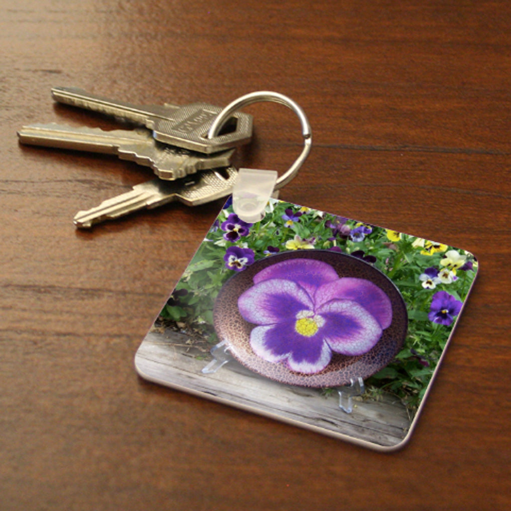 Purple Pansy Keychain