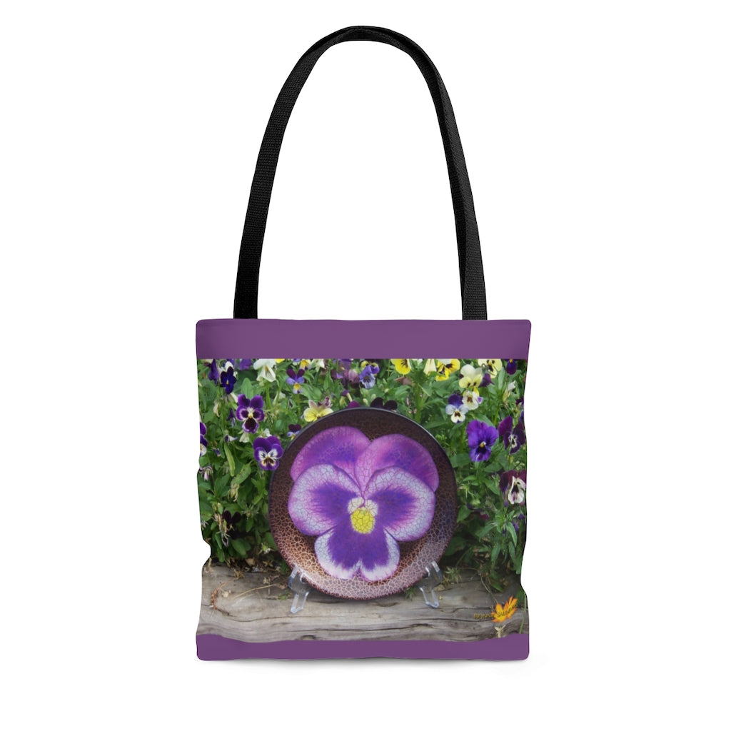 Purple Pansy Designer Tote Bag